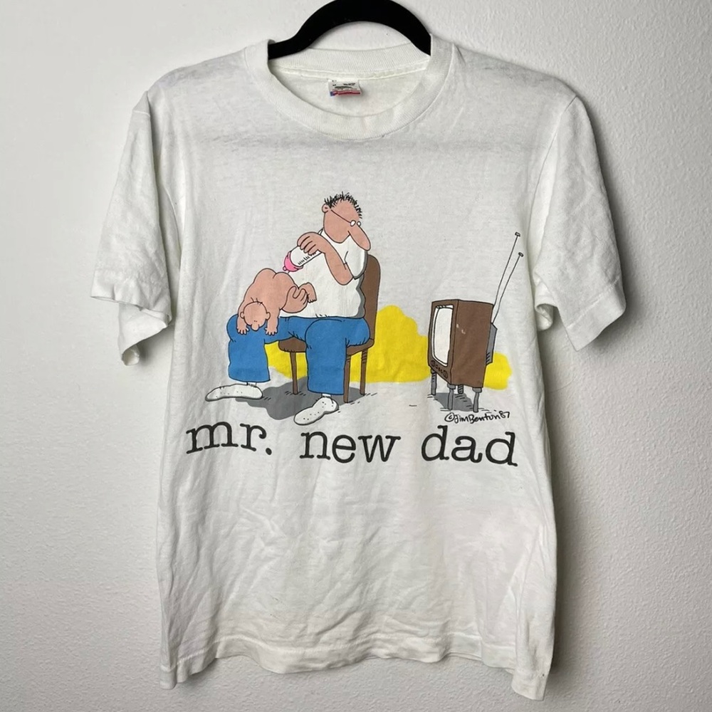 Vintage Mr. New Dad T-Shirt 1987 Jim Benton Size Men’s Medium Fruit of The Loom